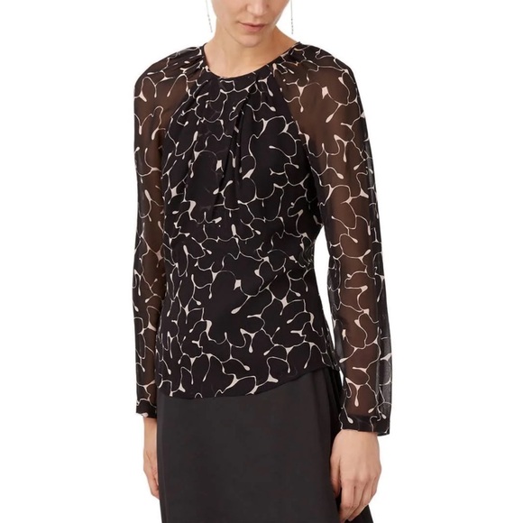 Club Monaco Tops - NWT Club Monaco Women Black 100% Silk Long Sleeve Blouse SMALL Contemporary